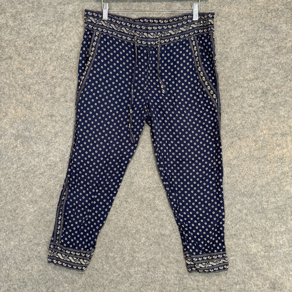 Isabel Marant Etoile Loli Polka Dot Pants Womens 38 Crop Drawstring Boho Navy‎